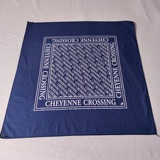 Vtg Bandana Blue Cheyenne Crossing Hanky Approx. 20.5" x 21"