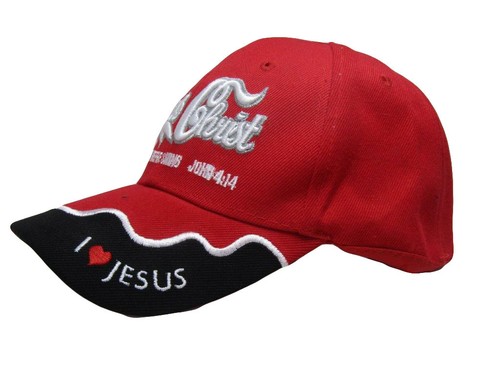 Jesus Christ Eternally Refreshing John 4:14 Red Embroidered Cap Hat CAP818A - Picture 5 of 6