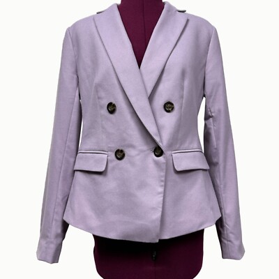 Ann Taylor Double-Breasted Light Purple Suit Jacket Career Wear