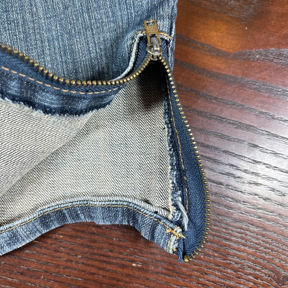 Pantalones de mezclilla Bitten Sarah Parker azul capri cremalleras delanteras para mujer talla 14 Foto 2 de 4