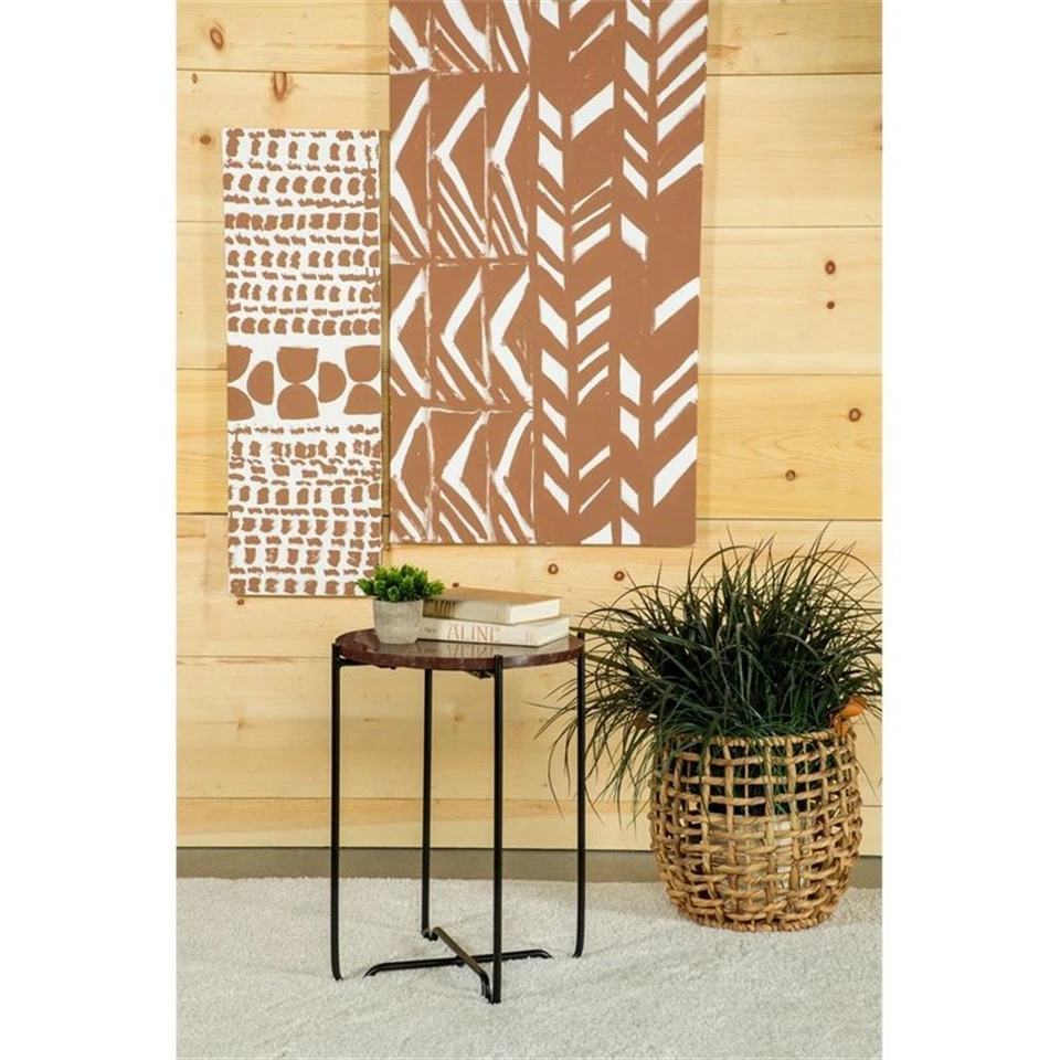 Круглый мраморный стол для акцентов Coaster Latifa 15,75 дюйма черный/красный - Изображение 2 из 3