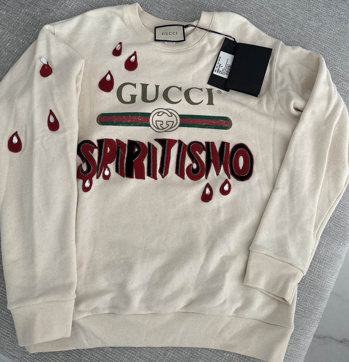 Gucci Women's BEADED Cotton Long Sleeve Sweatshirt Top NWT M RECEIPT