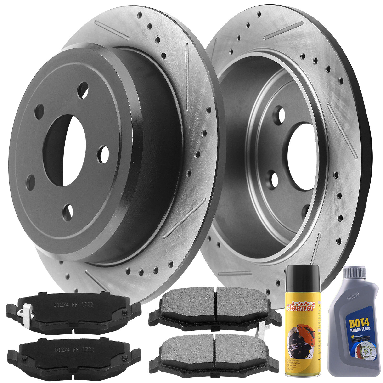 Rear Brake ECoat Rotors & Ceramic Brake Pads for Jeep Wrangler