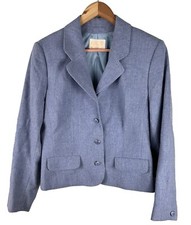 Vintage Pendleton Pure Virgin Wool Blazer Jacket Womens 10 USA Baby Blue Short