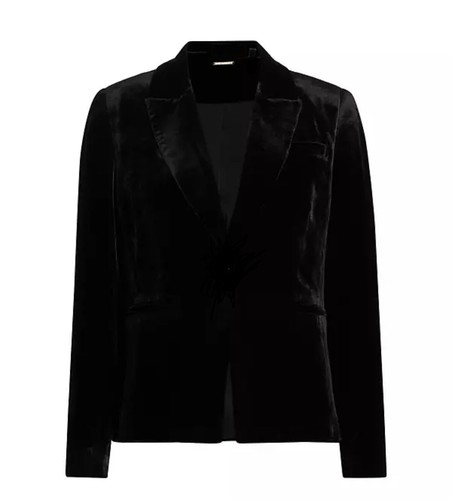 NEW Tahari Velvet Stretch Blazer Jacket Black Velour Medium Single Button