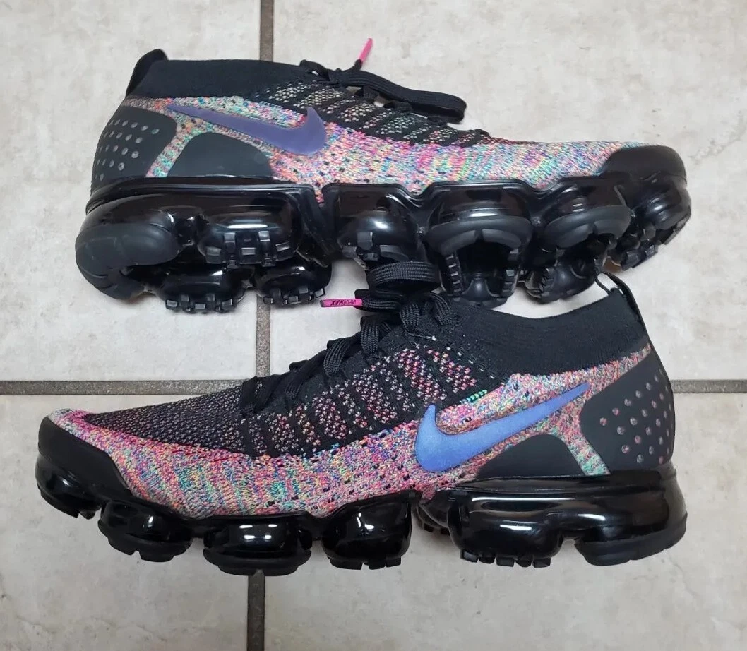 Nike Air VaporMax Flyknit 2 Black Multi Color Sneakers Mens Size