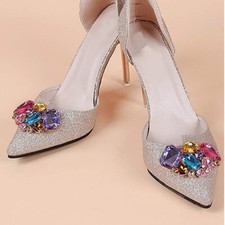Diamante Rhinestone Shoe Clips, Colorful Shoe Charms Buckle, Removable Crystal