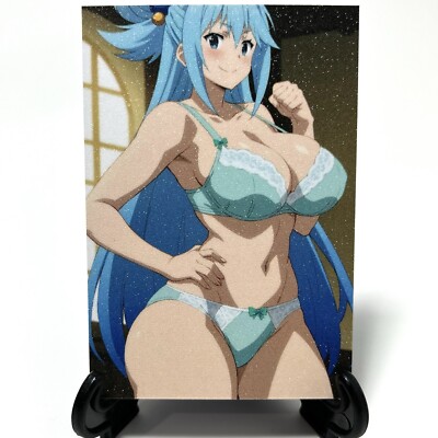KonoSuba Aqua Sexy Lingerie Hot Anime Waifu Girl Doujin Goddess Glitter Art Card