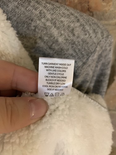 Almost Famous Women’s Medium Open Front Fleece Cardigan Sherpa Lined Grey Cream - Picture 5 of 9