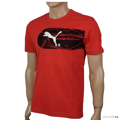 Puma Herren T-Shirt rot kurzarm Big Logo Graphic Tee Cat Sport Lifestyle