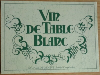Swiss wine label WINE TABLE WHITE Cave de la Geneve wine labels