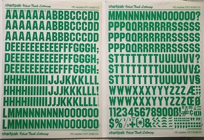 Chartpak Velvet Touch Lettering ITC Machine 72pt/M155 72C Green Rub On