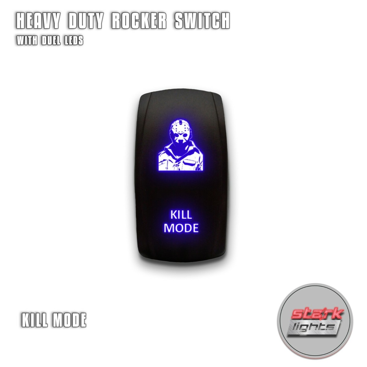 BLUE Laser Etched LED Rocker Switch 5PIN Dual Light 20A 12V