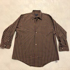 Lands' End 16 1/2 - 32 regular plad long sleeve dress shirt