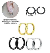 Orecchini uomo a cerchio in acciaio cerchietti piccoli donna argento nero dorato