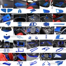 Blue Real Carbon Fiber Full Interior Set Decor Cover Trim Kit for Corvette C8