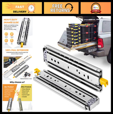 Heavy Duty Locking Drawer Slides 12-60 Inch, 500 Lbs Capacity, Full Extension Ra