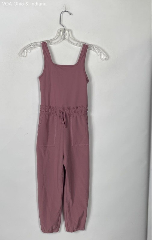 Abercrombie Kids YPB Girls Mauve Breathable Activewear Jumpsuit Pockets Sz 5/6