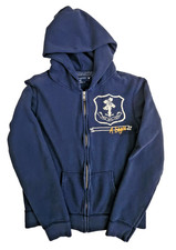 American Eagle Navy Blue Zip Up Hoodie- Size Medium- Y2K/Distressed/Fleece