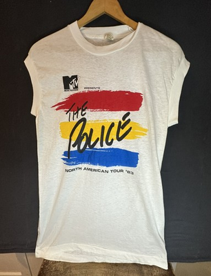 #ad Vintage 1983 MTV The Police North American Tour T Shirt L Screen Stars FREE SHIP $99.99