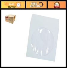 2,000 White Paper CD DVD Sleeves with Clear Window Flap - Economy 80g Holder