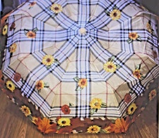 NOS 2001 AVON Autumn Plaid PRINT compact push button umbrella w/sleeve SEALED