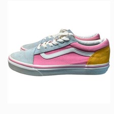 Vans Old Skool Sneakers Women 6.5 Pastel Colorblock Blue Pink Suede Canvas