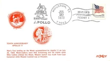 10th ANNIV APOLLO 11 HOUSTON MAILER'S FANCY POSTMARK SCCS COLOR CACHET- SC#1618C