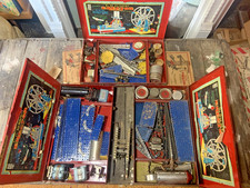 3 different Vintage A. C. Gilbert 8-1/2 Erector Sets w/ Manual  Case