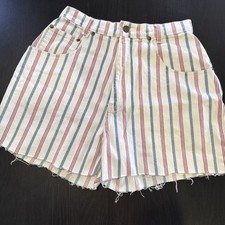 Vtg Stefano Striped Denim Jean Shorts Women Sz 10 Y2K 90s High Waist