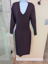 NWT Express Body-Con Purple V Neck Long Sleeve Dress Cutout Back Women's Medium