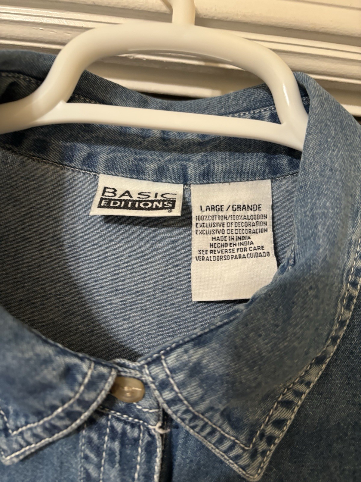 Vtg Basic Editions embroidered Flowers denim shir… - image 6