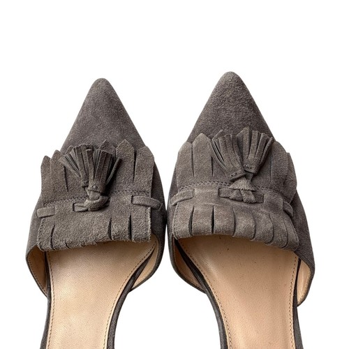 J Crew Elsie Suede D'Orsay Pumps Fringe & Tassels in Heron Grey Size 8.5 - Picture 3 of 5