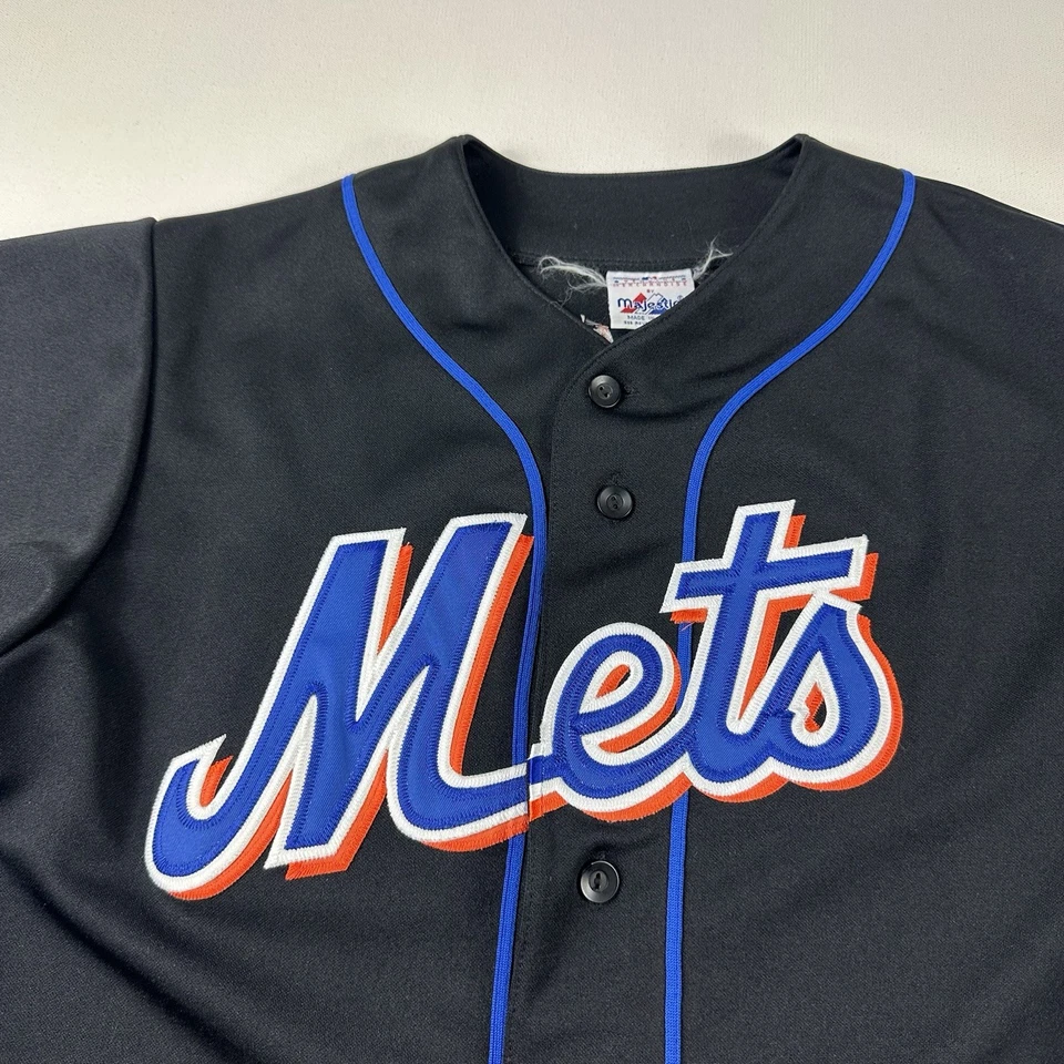 Camiseta de beisebol masculina alternativa preta grande Majestic Mike Piazza New York Mets MLB - Imagem 4 de 4