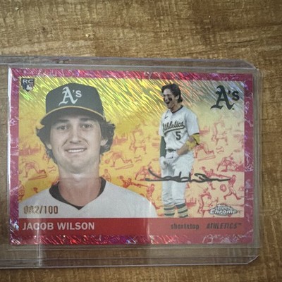 Topps 2024 Chrome Jacob Wilson RC #283 Pink Parallel Serial Numbered /100 A's