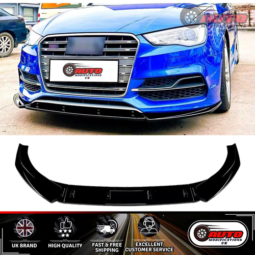 Audi A3 S3 S Line 8V Glanz Schwarz Front Splitter Spoiler Lippe Body Kit 2014 - 2016 - Bild 1 von 9