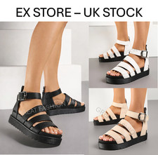 Ladies Sandals Womens Gladiator Shoes Chunky Sole Summer Strappy Platform UK NEW