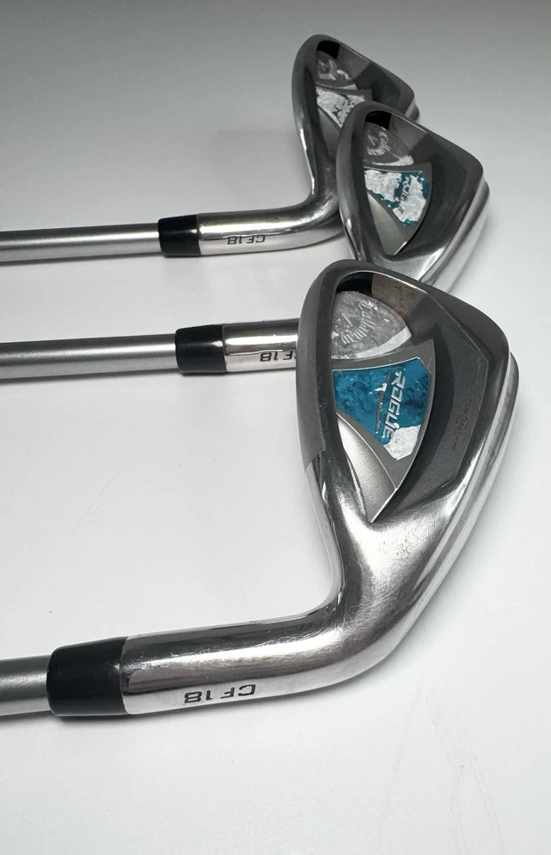 Juego de plancha Callaway Rogue CF18 8-9-PW para mujer - 40 W Flex - diestro usado necesita empuñaduras nuevas Foto 3 de 4