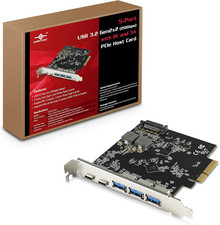 5-Port USB 3.2 Gen2X2 Total 20Gbps with 2C and 3A Pcie Host Card UGT-PC3A2C ,
