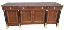 KINDEL National Trust Empire Flame Mahogany Sideboard Gilt Paw Feet Faux Marble