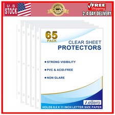 65 Pack Clear Sheet Protectors, 8.5 x 11 inch Page Protectors