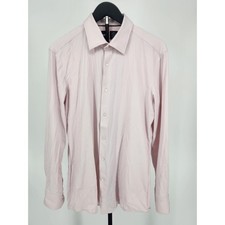 Hugo Boss Performance Slim Fit Pink Micro Print Dress Shirt P-Hank-Kent-C1-222 L