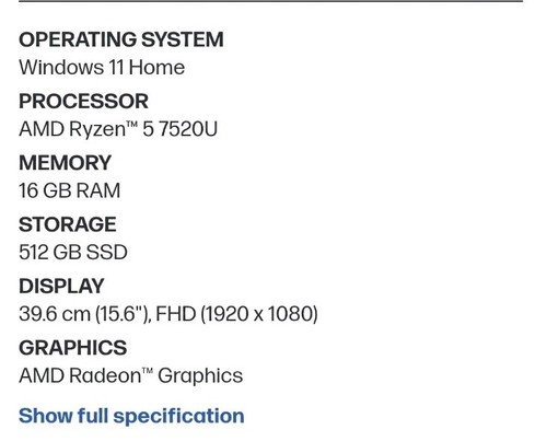 NEW 2025! HP 15.6" Laptop 16GB RAM 512GB AMD Ryzen 5 15-fc0042na - Black Sealed - 第 10/10 張圖片