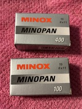 2 Rolls Minox Minopan ASA 100  400 15 exposures. New In Box, 2001 Expiry