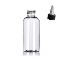 Set of 6 Reusable Plastic Bottles  4oz Clear Boston Round Bottles with Twist...