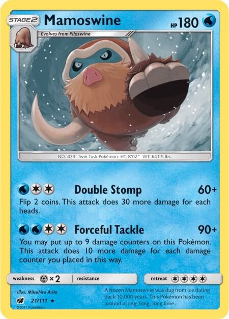 Pokemon Mamoswine Reverse Holo SM - Crimson Invasion Rare 21/111 LP