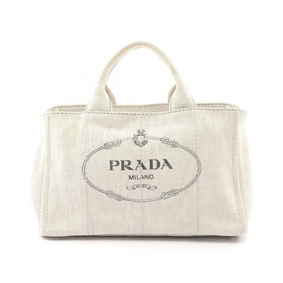PRADA CANAPA STAMPATA Tote Bag B2642B canvas Gray Used Women PRADA CANAPA STAMPATA Tote Bag B2642B canvas Gray Used Women