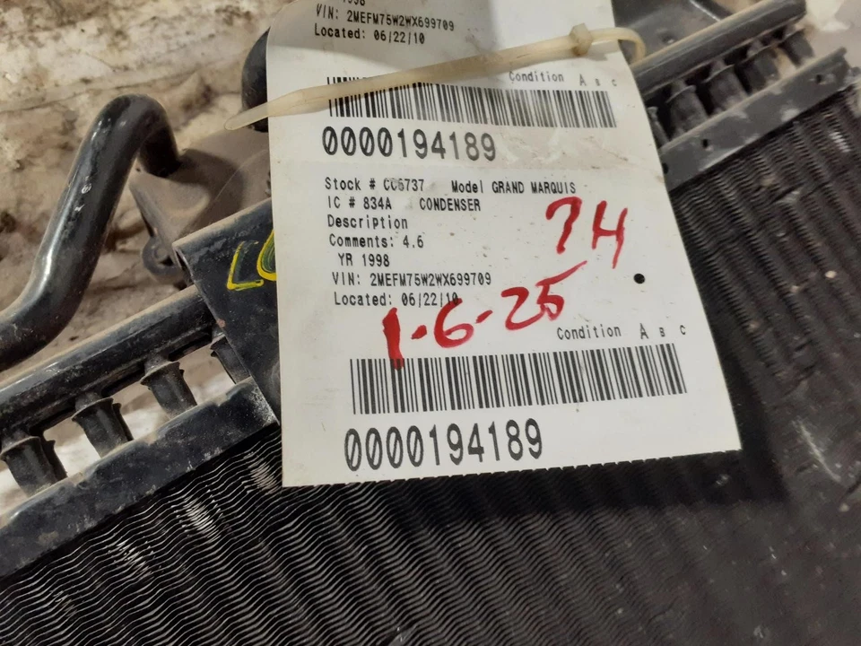 Condensador de aire acondicionado usado se adapta a: Mercury Grand Marquis 1998 grado A Foto 3 de 4