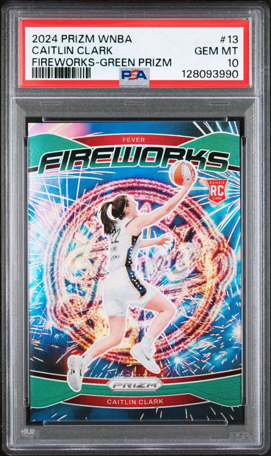 2024 Panini Prizm WNBA GREEN Fireworks CAITLIN CLARK #13 GEM MINT SP PSA 10