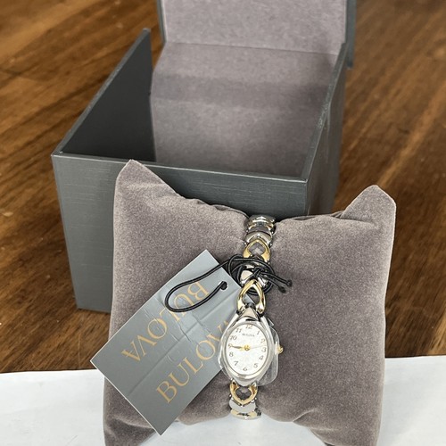 BULOVA Heart Link Stainless Steel Two-Tone Women's Watch - 98V02 MSRP: $295 - Picture 2 of 8